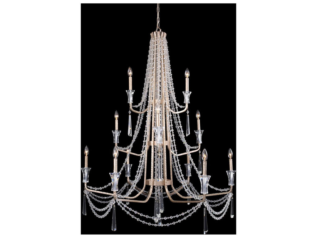 Varaluz Barcelona 3-Tier 12-Light Crystal Chandelier Transcend Silver