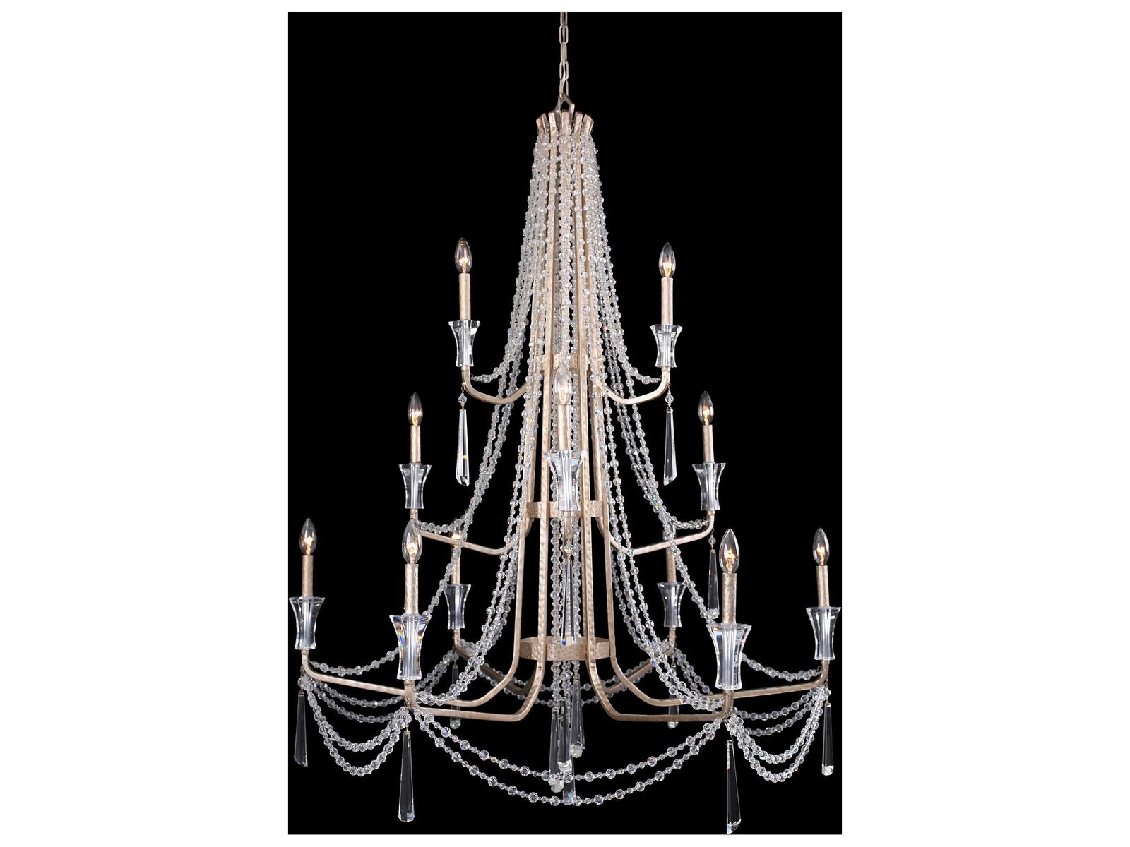 Varaluz Barcelona 3-Tier 12-Light Crystal Chandelier Transcend Silver