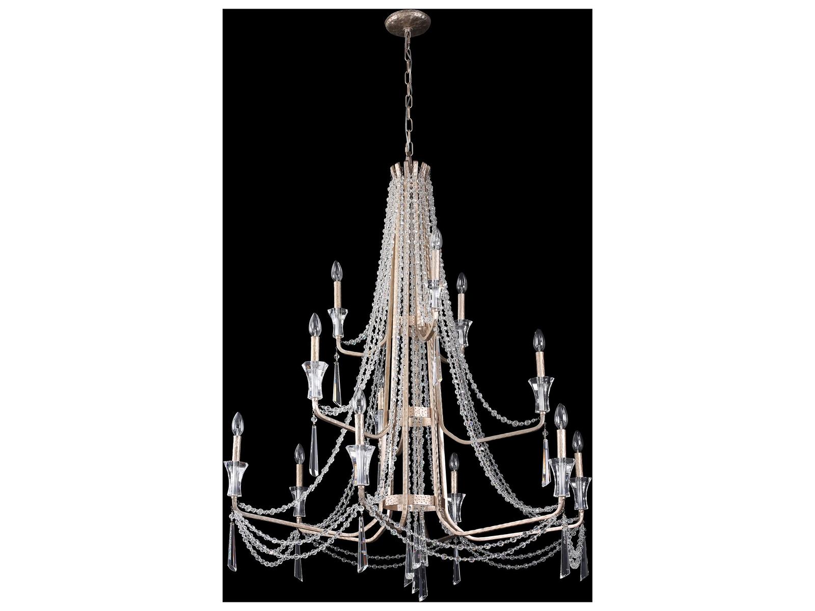 Varaluz Barcelona 3-Tier 12-Light Crystal Chandelier Transcend Silver