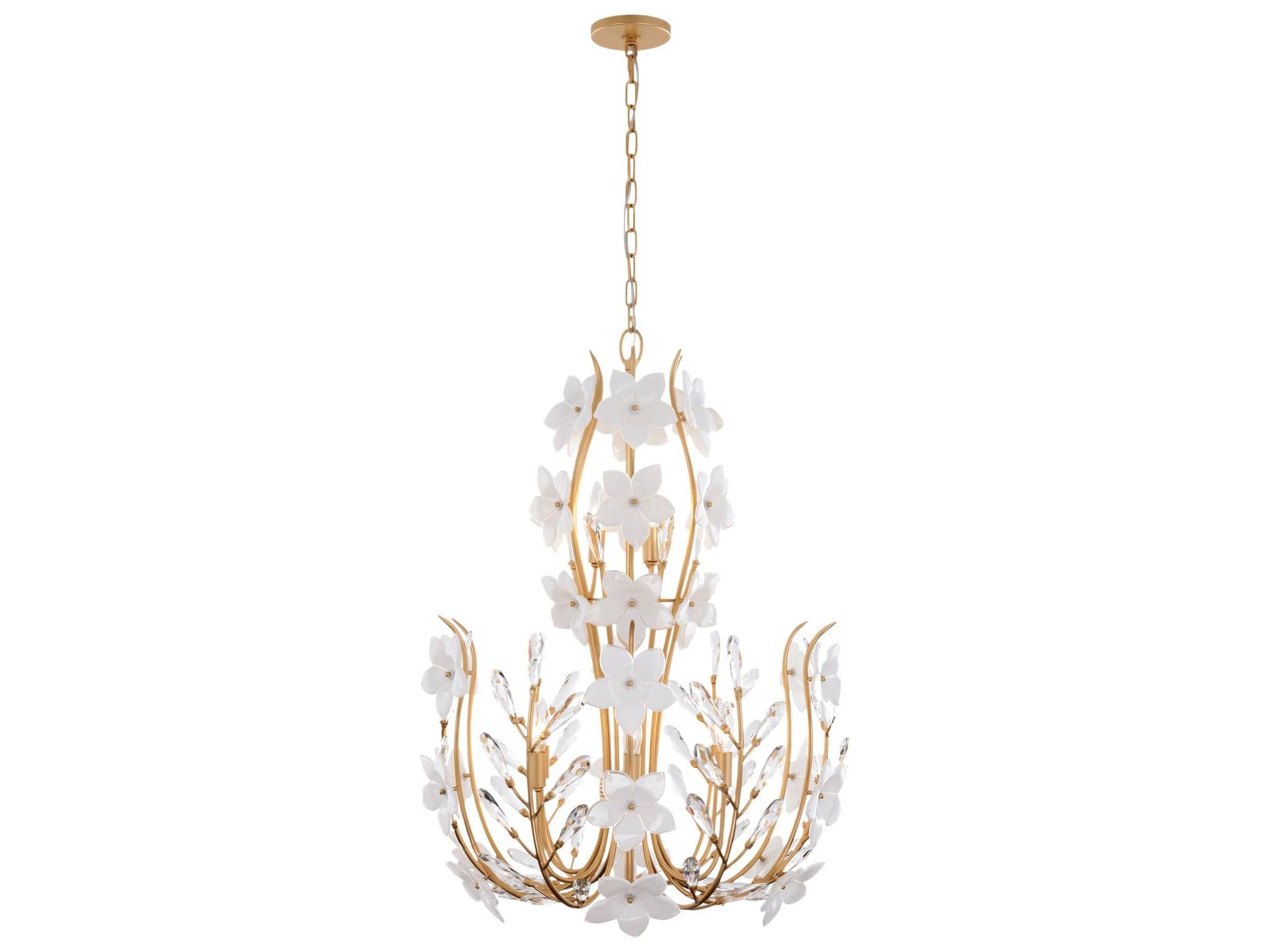 Varaluz Petal Court Chandelier French Gold 9-Light 26"W x 34.13"H