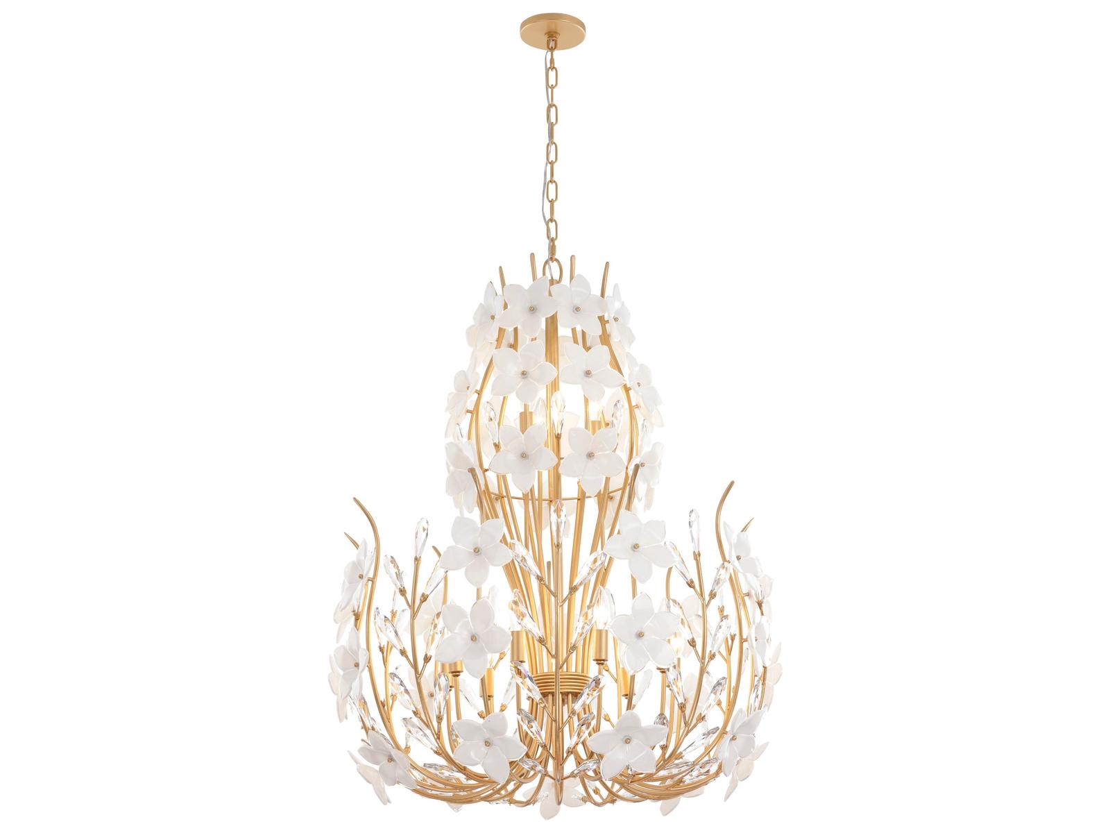 Varaluz Petal Court Chandelier French Gold 12-Light 32"W x 39"H