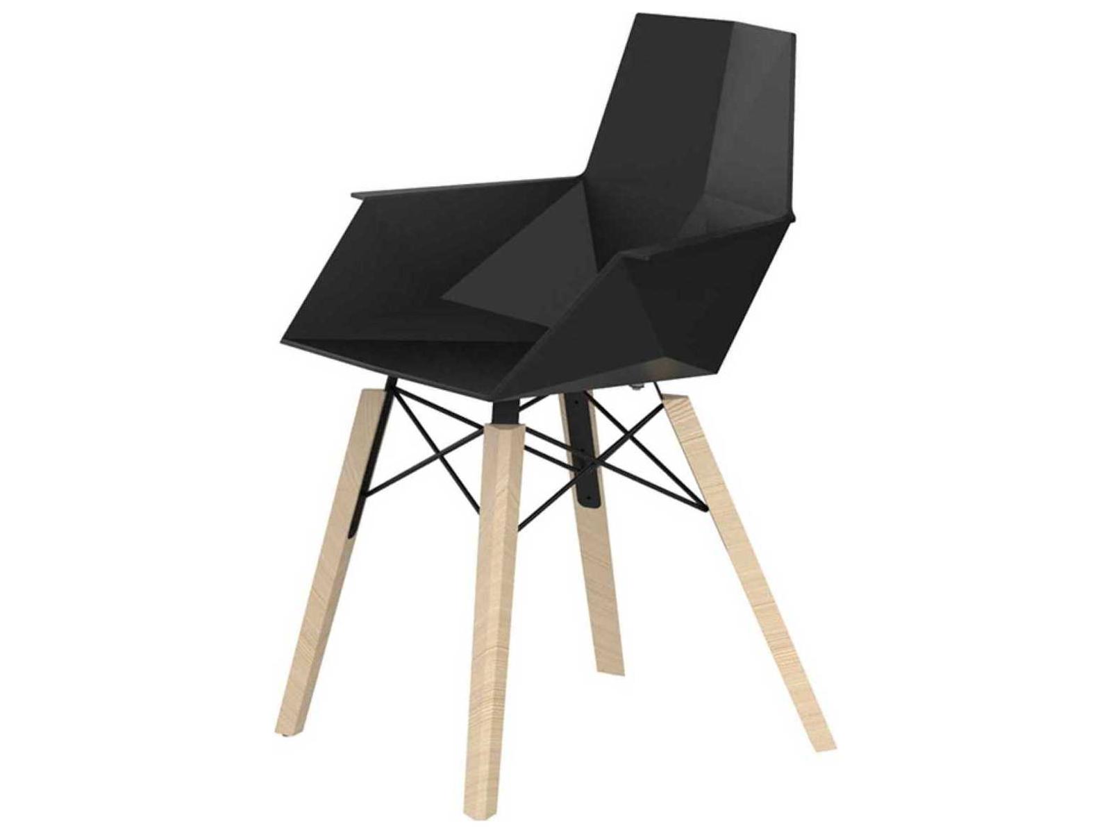 Faz Wood Beech Black Arm Dining Chair Set of 4
