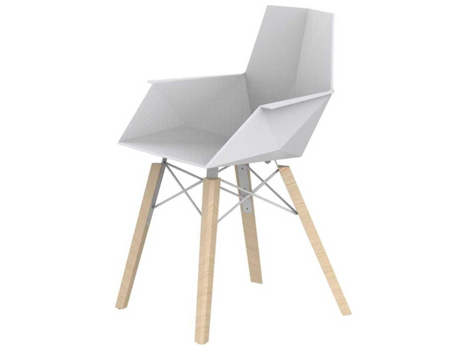 Faz Wood Beech White Arm Dining Chair Set of 4