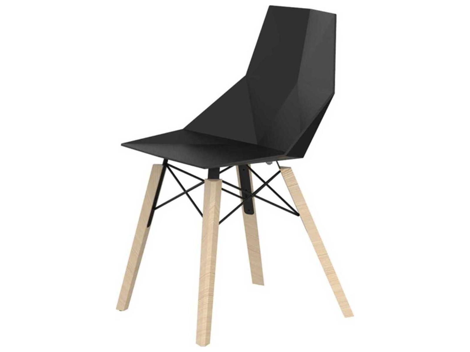 Faz Wood Beech Black Side Dining Chair Set of 4