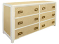 Atticus 6-Drawer Dresser with Matte White Lacquer and Natural Grasscloth