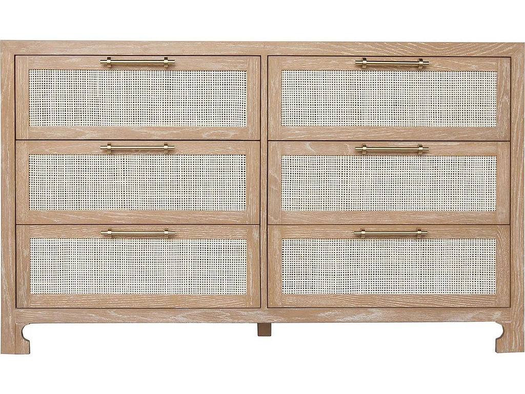 Carla 6-Drawer Dresser with Cerused Oak and Cane