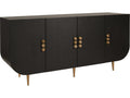 Deluca 4-Door Buffet with Curved Corners in Black Grasscloth