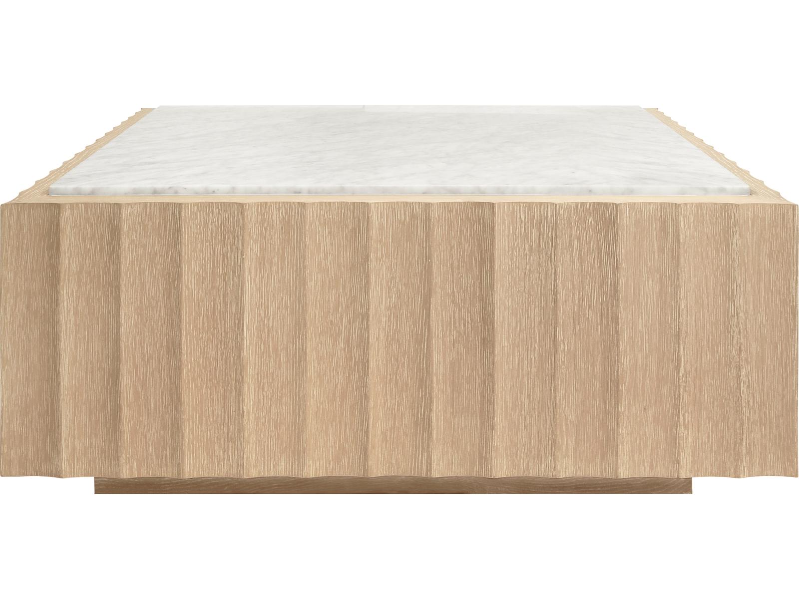 Granger Square Coffee Table in Cerused Oak with White Carrara Marble Top