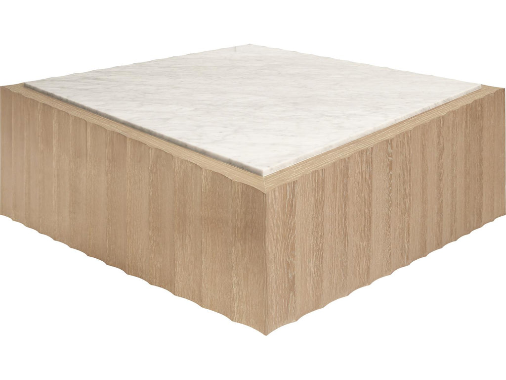 Granger Square Coffee Table in Cerused Oak with White Carrara Marble Top
