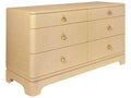 Kilmer Six-Drawer Dresser in Natural Grasscloth with Brass Beetle Knobs
