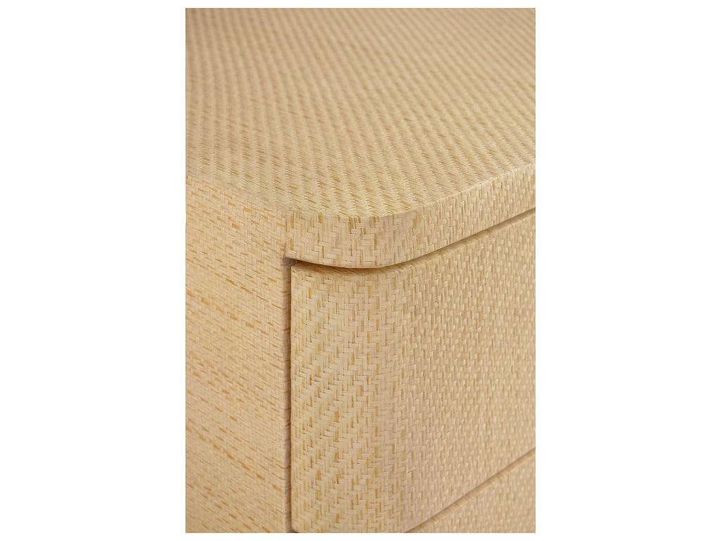Kilmer Six-Drawer Dresser in Natural Grasscloth with Brass Beetle Knobs