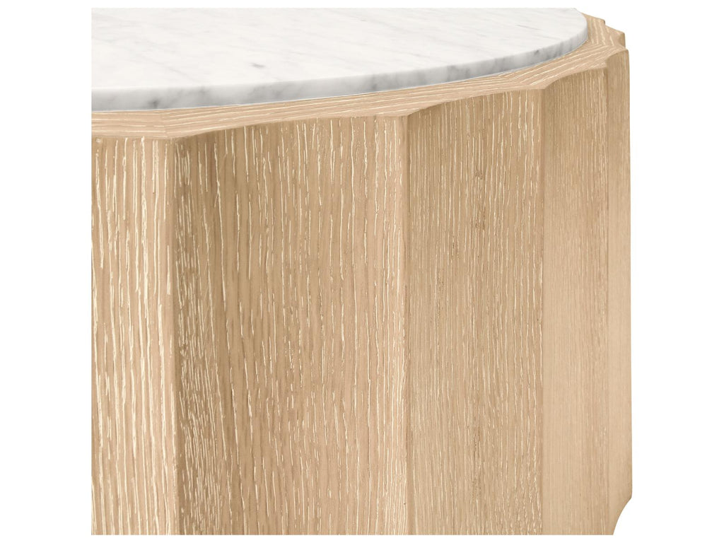 Moore Round Coffee Table Cerused Oak and White Carrara Marble