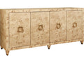 Mulligan Four-Door Buffet in Burl Wood with Satin Brass Hardware