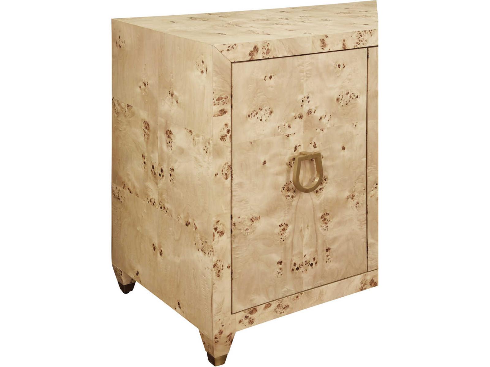 Mulligan Four-Door Buffet in Burl Wood with Satin Brass Hardware