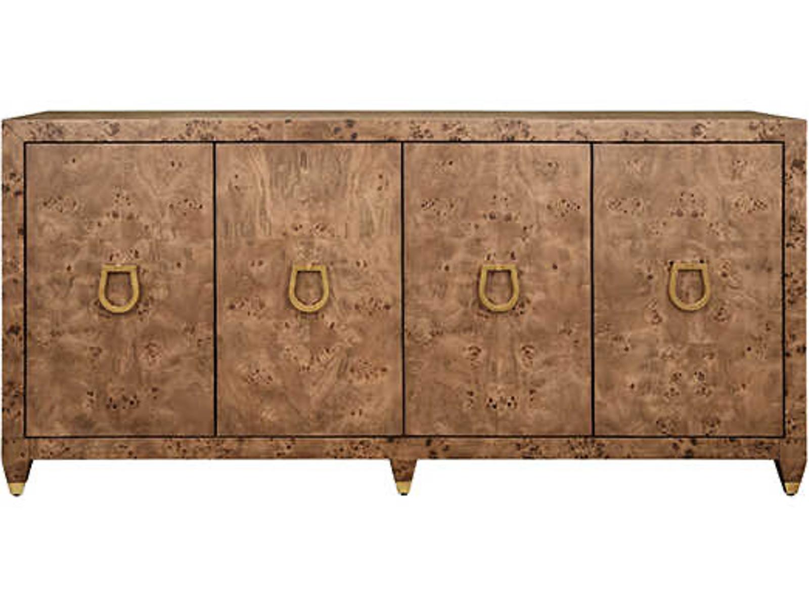 Mulligan 4-Door Dark Burl Wood Buffet with Brass Hardware
