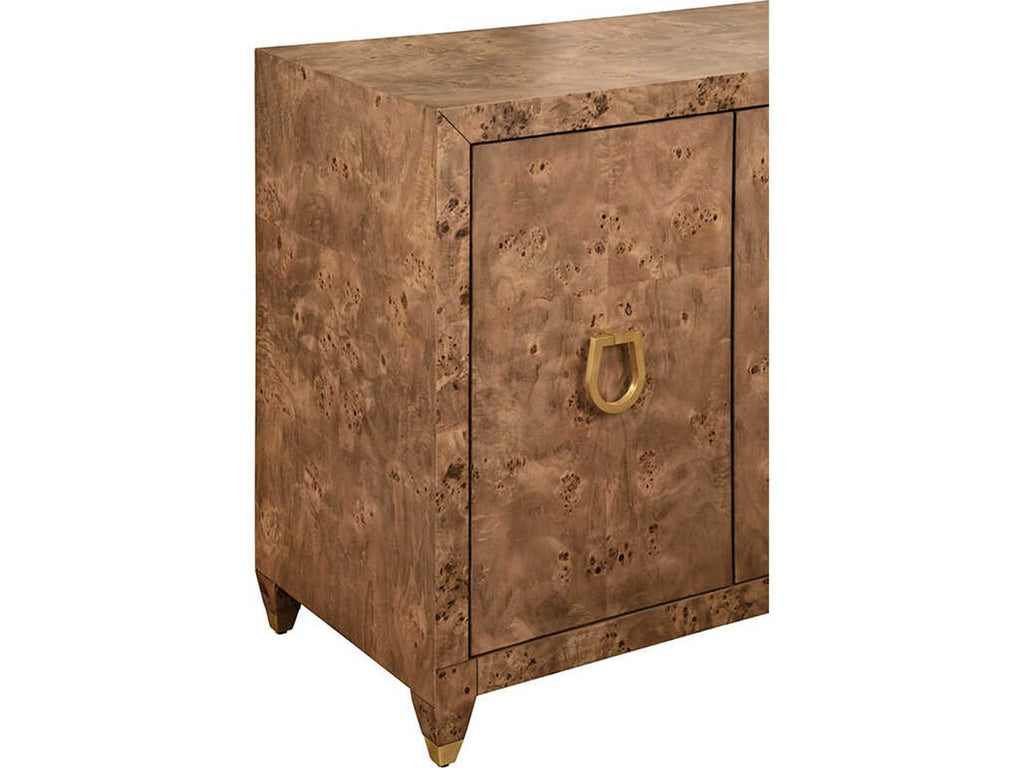 Mulligan 4-Door Dark Burl Wood Buffet with Brass Hardware