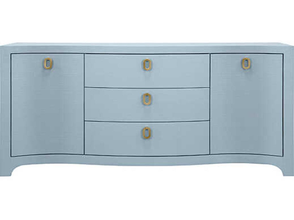 Paulina Curved Front 2-Door 3-Drawer Buffet in Light Blue Linen