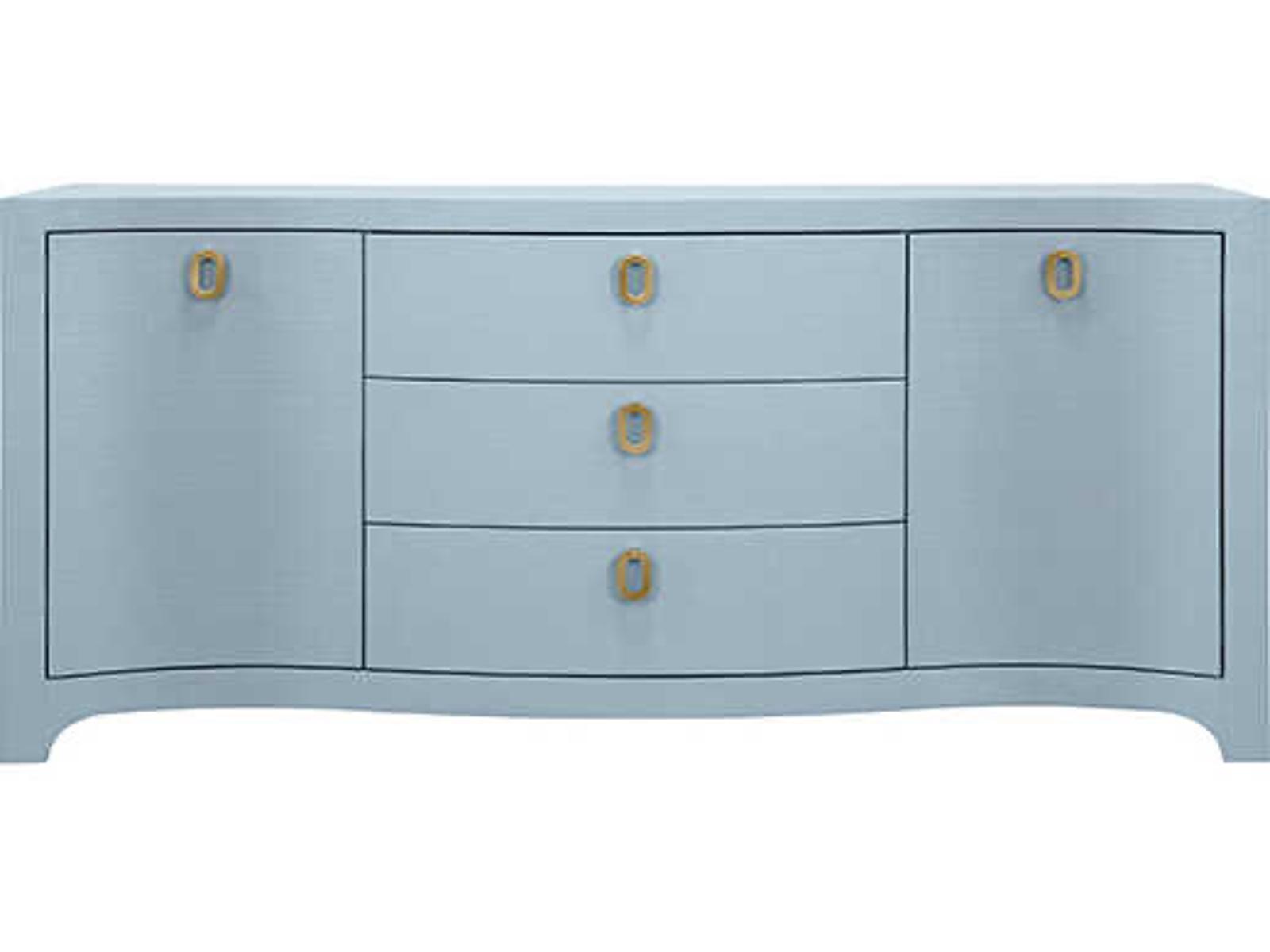 Paulina Curved Front 2-Door 3-Drawer Buffet in Light Blue Linen