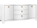 Paulina 2 Door 3 Drawer Textured Linen Buffet in White with Brass Pulls
