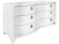 Rosie Curved Front Six Drawer Chest in Textured White Linen
