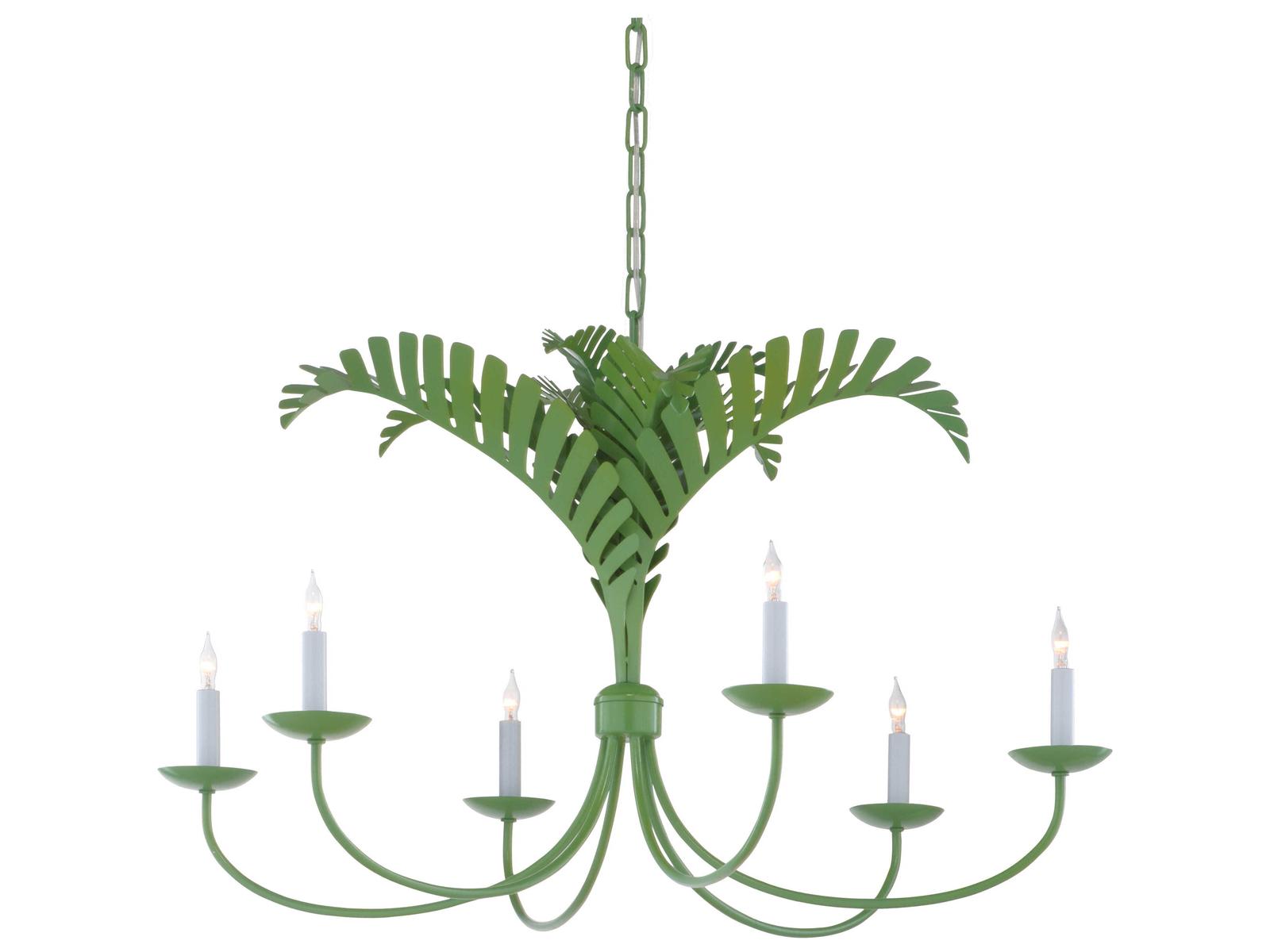 Wildwood Meg Braff Collection Royal Palm 6-Light Chandelier in Spring Green