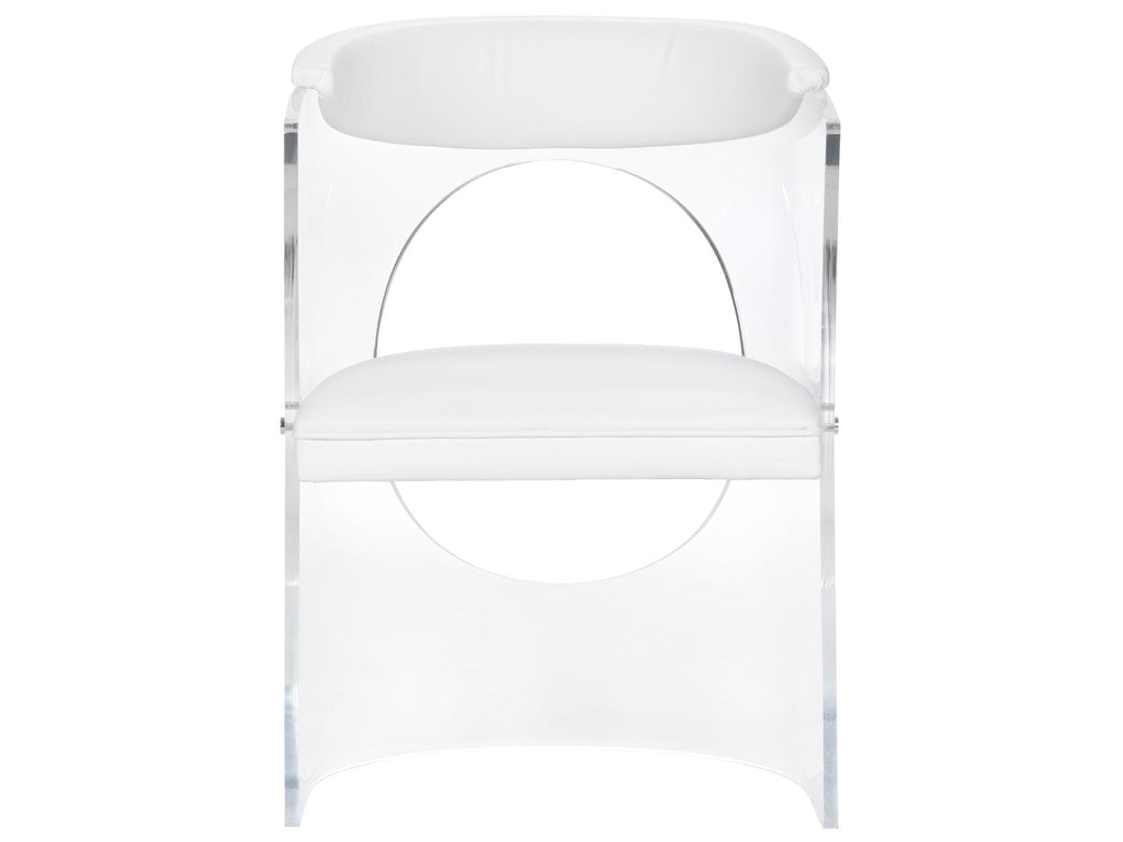 Baran Barrel Back Leather White Upholstered Arm Dining Chair