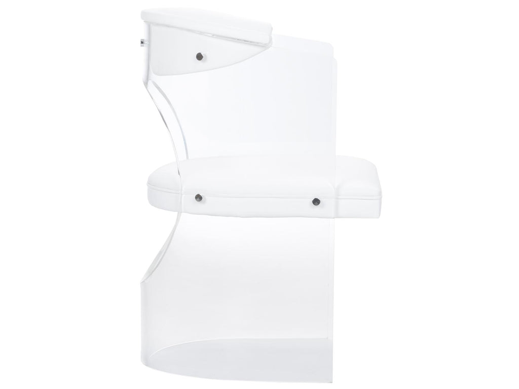 Baran Barrel Back Leather White Upholstered Arm Dining Chair