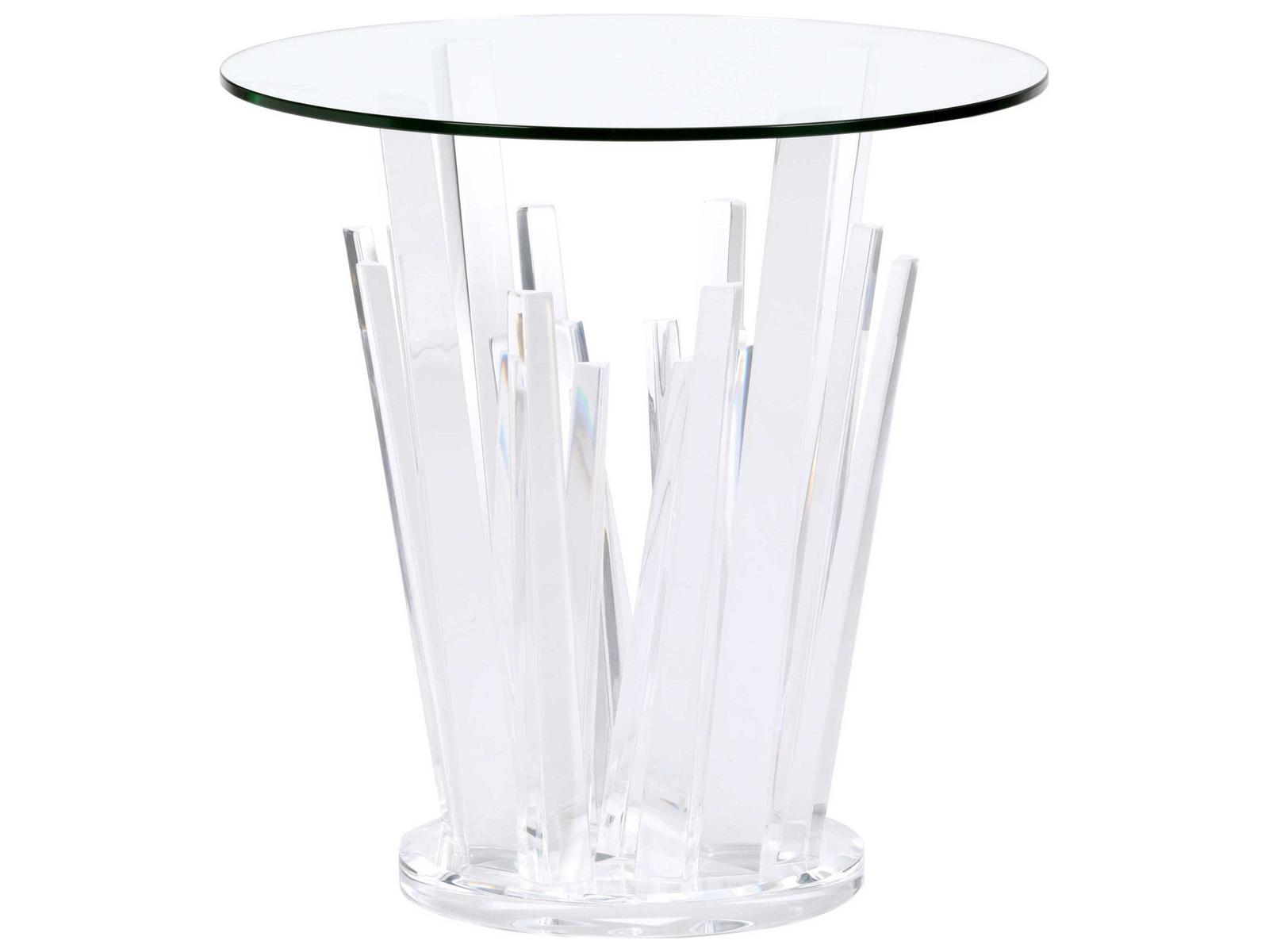 Geode Round Glass Clear End Table