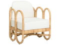 Cuixmala Rattan Upholstered Lounge Armchair in Natural and Off White