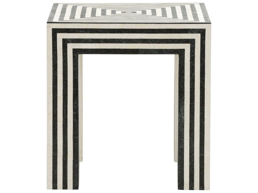 Positano Square Stone Natural Black White End Table