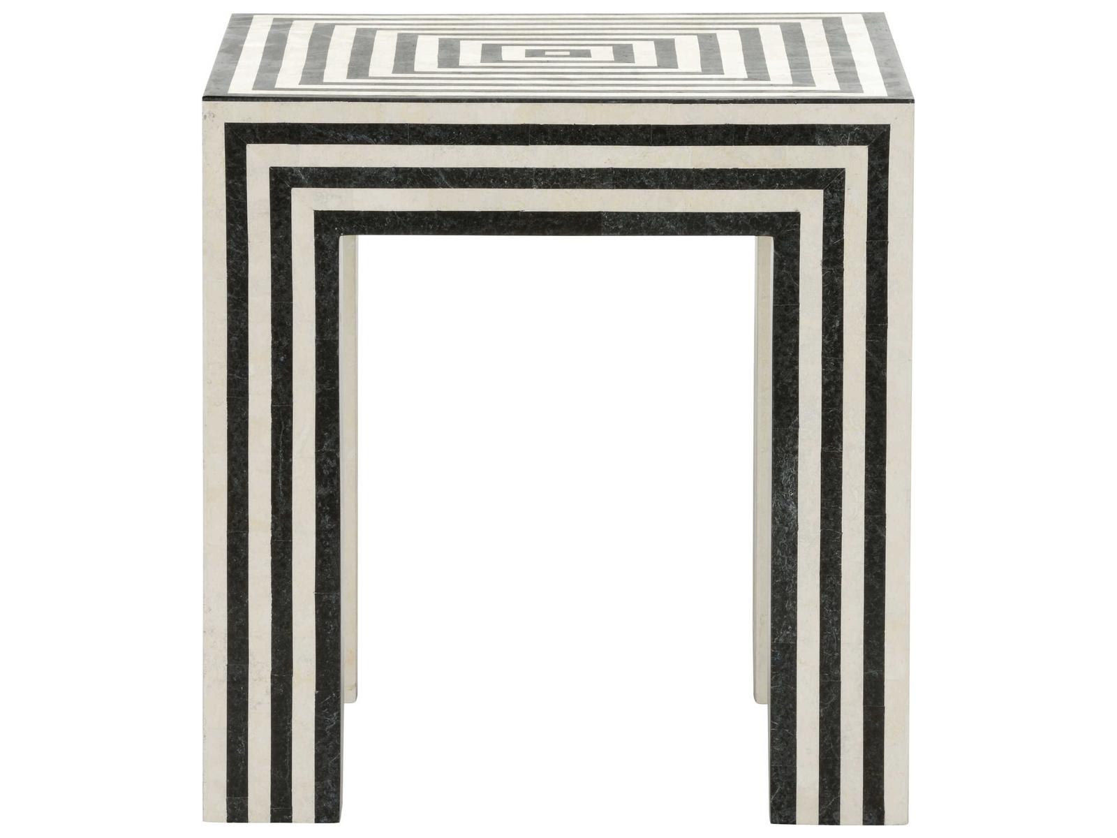 Positano Square Stone Natural Black White End Table