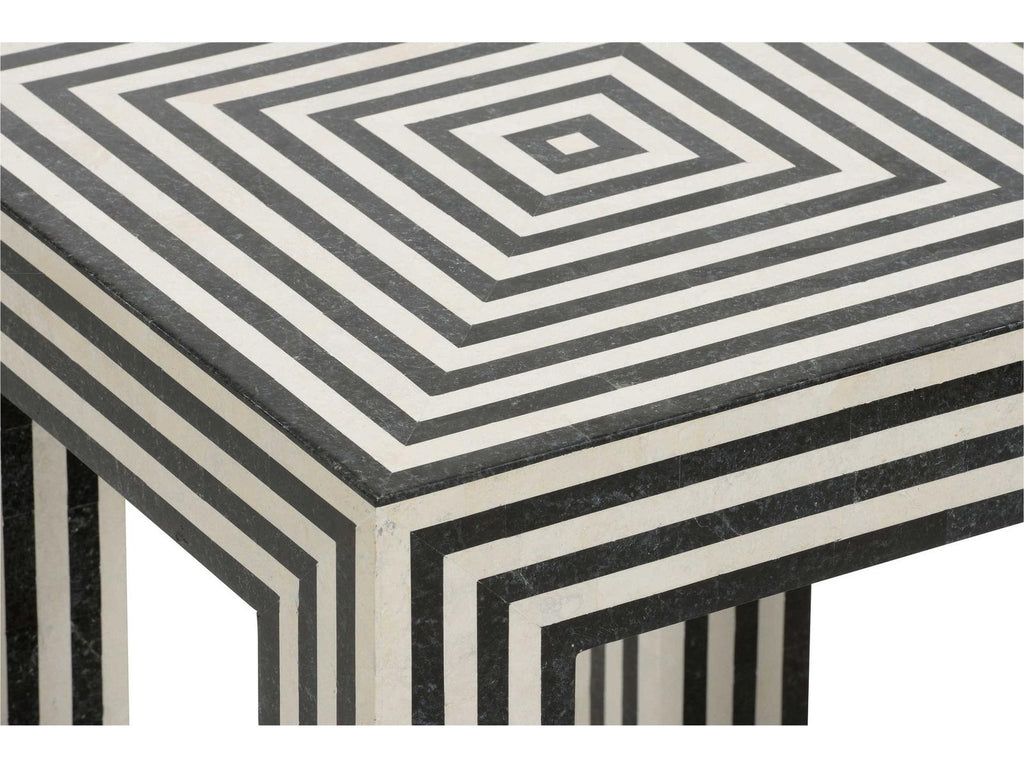 Positano Square Stone Natural Black White End Table