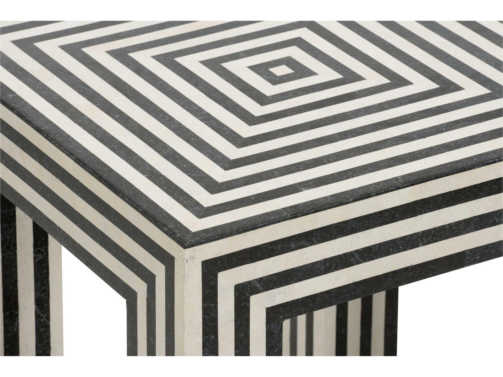Positano Square Stone Natural Black White End Table
