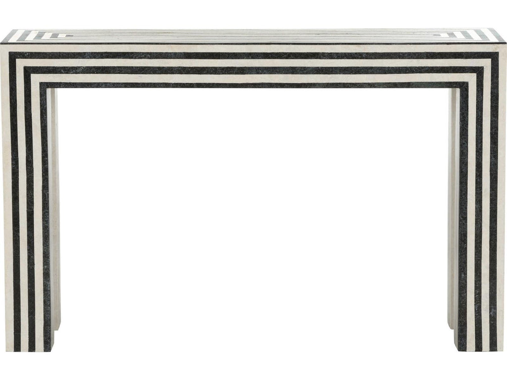 Positano Tessellated Stone Console Table in Natural Black and White