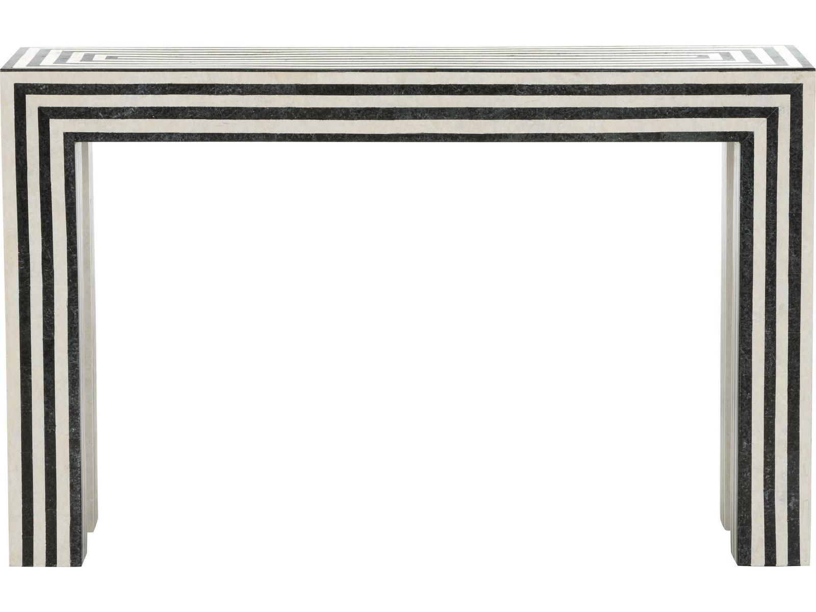 Positano Tessellated Stone Console Table in Natural Black and White