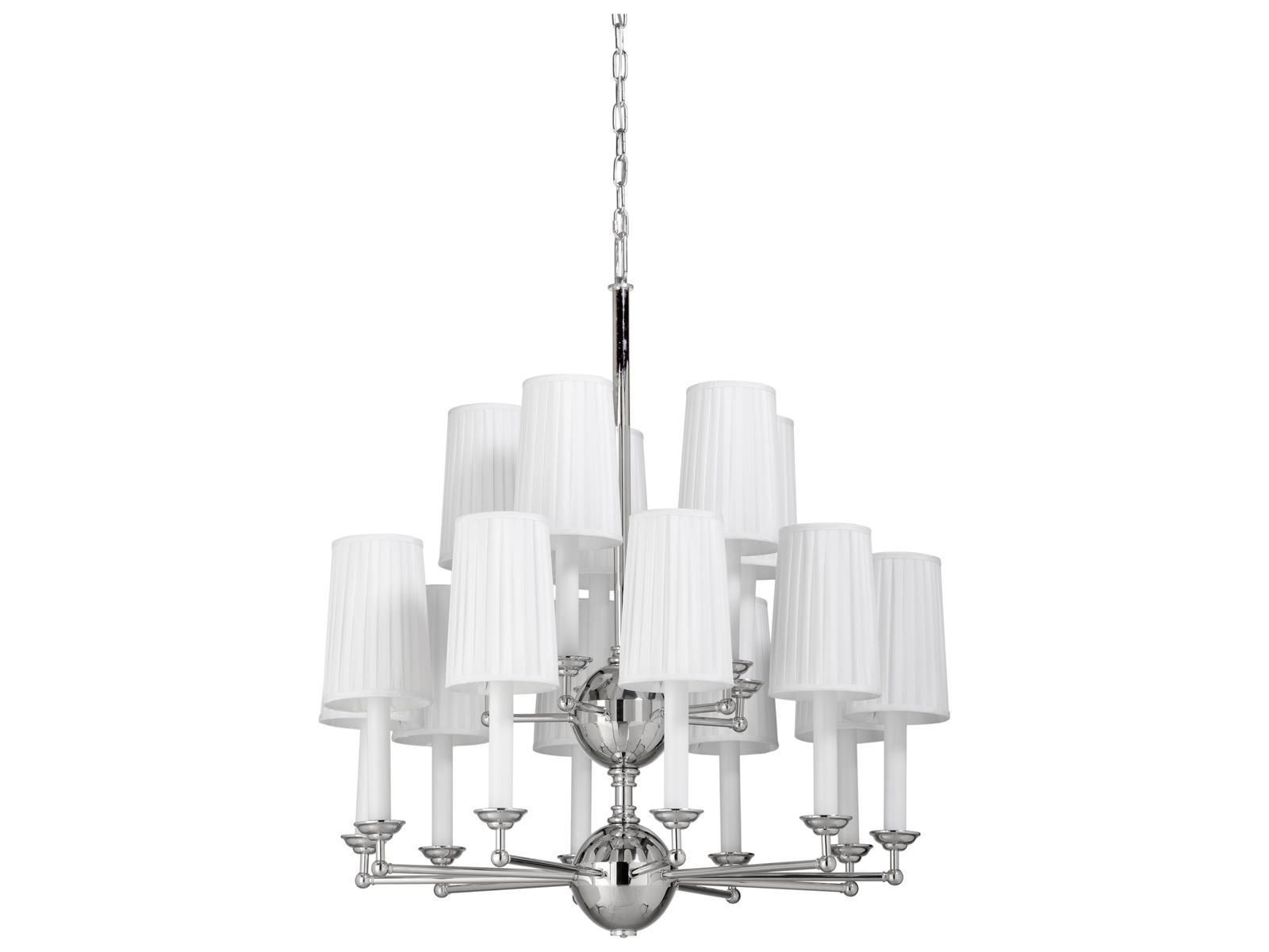 Wildwood Matthew Frederick 15-Light Polished Nickel Off White Silkette Candelabra Cylinder Chandelier