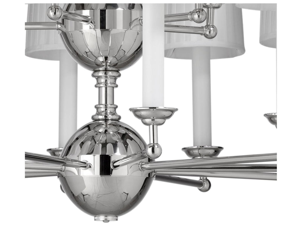 Wildwood Matthew Frederick 15-Light Polished Nickel Off White Silkette Candelabra Cylinder Chandelier