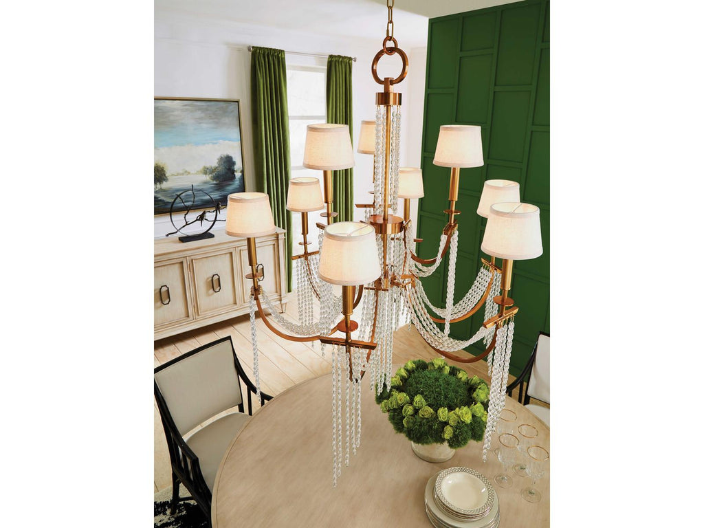 Wildwood Mackie 9-Light Chandelier in Antique Brass with Glass Beads
