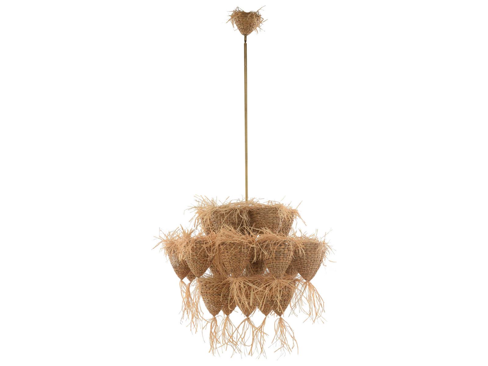 Wildwood Valeria 18-Light Organic Pendant Chandelier in Natural Rattan and Antique Brass
