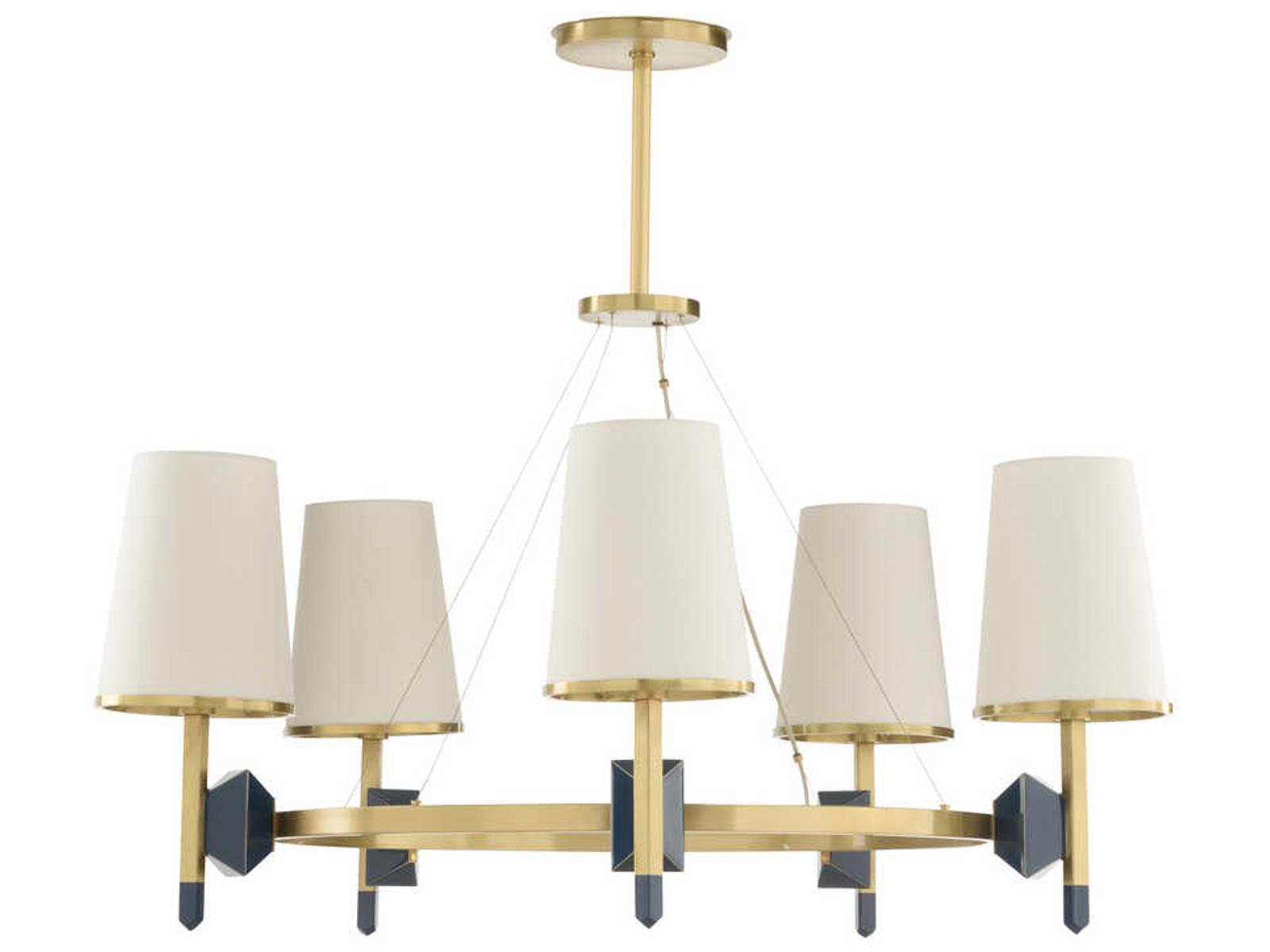 Wildwood Zuri 5-Light Chandelier in Antique Brass and Blue