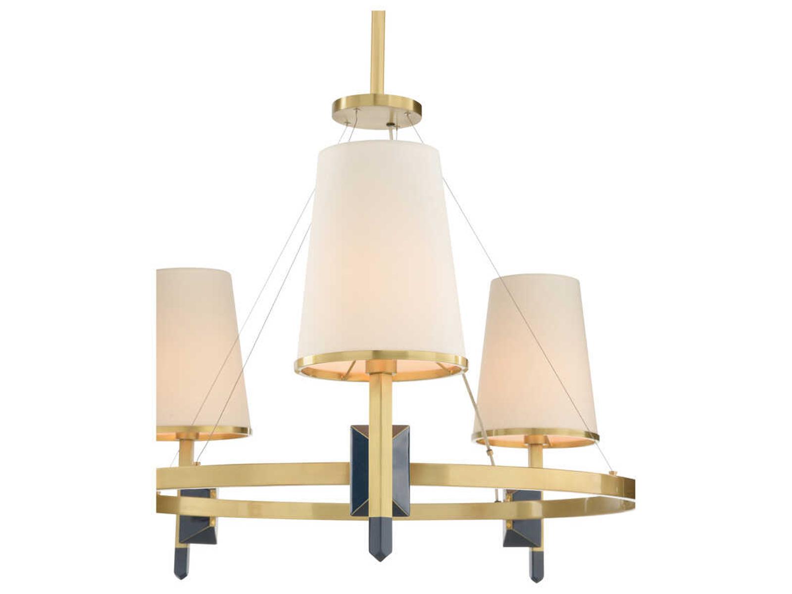 Wildwood Zuri 5-Light Chandelier in Antique Brass and Blue