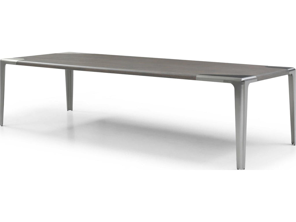 Elena 118-Inch Rectangle Dining Table in Grey Ash Veneer and Brushed Nickel