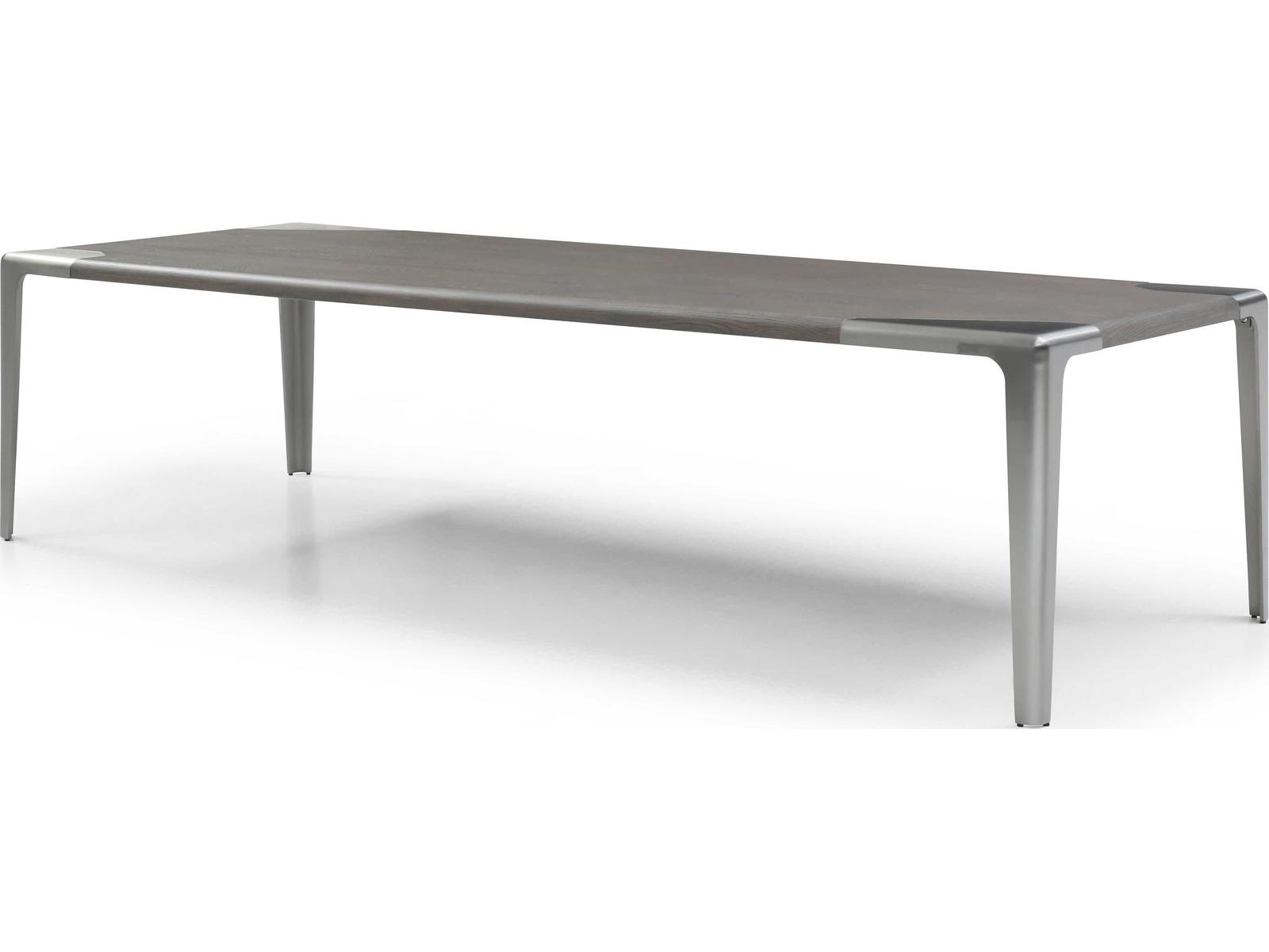 Elena 118-Inch Rectangle Dining Table in Grey Ash Veneer and Brushed Nickel