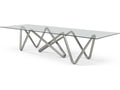 Anaconda 142-Inch Rectangle Dining Table in Brushed Nickel and Glass