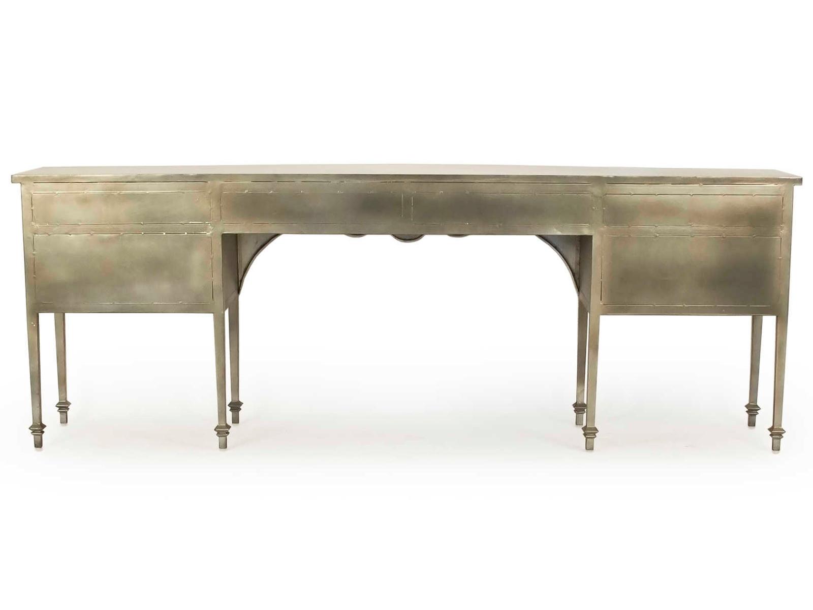 Gerard Rectangular Metal Console Table with Six Drawers in Antique Light Gold