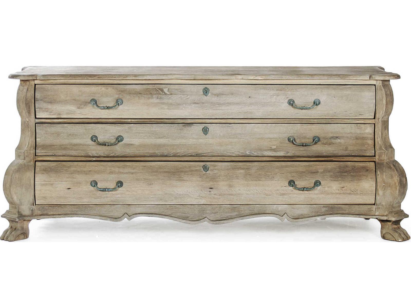 3-Drawers Natural Beech Wood Dresser