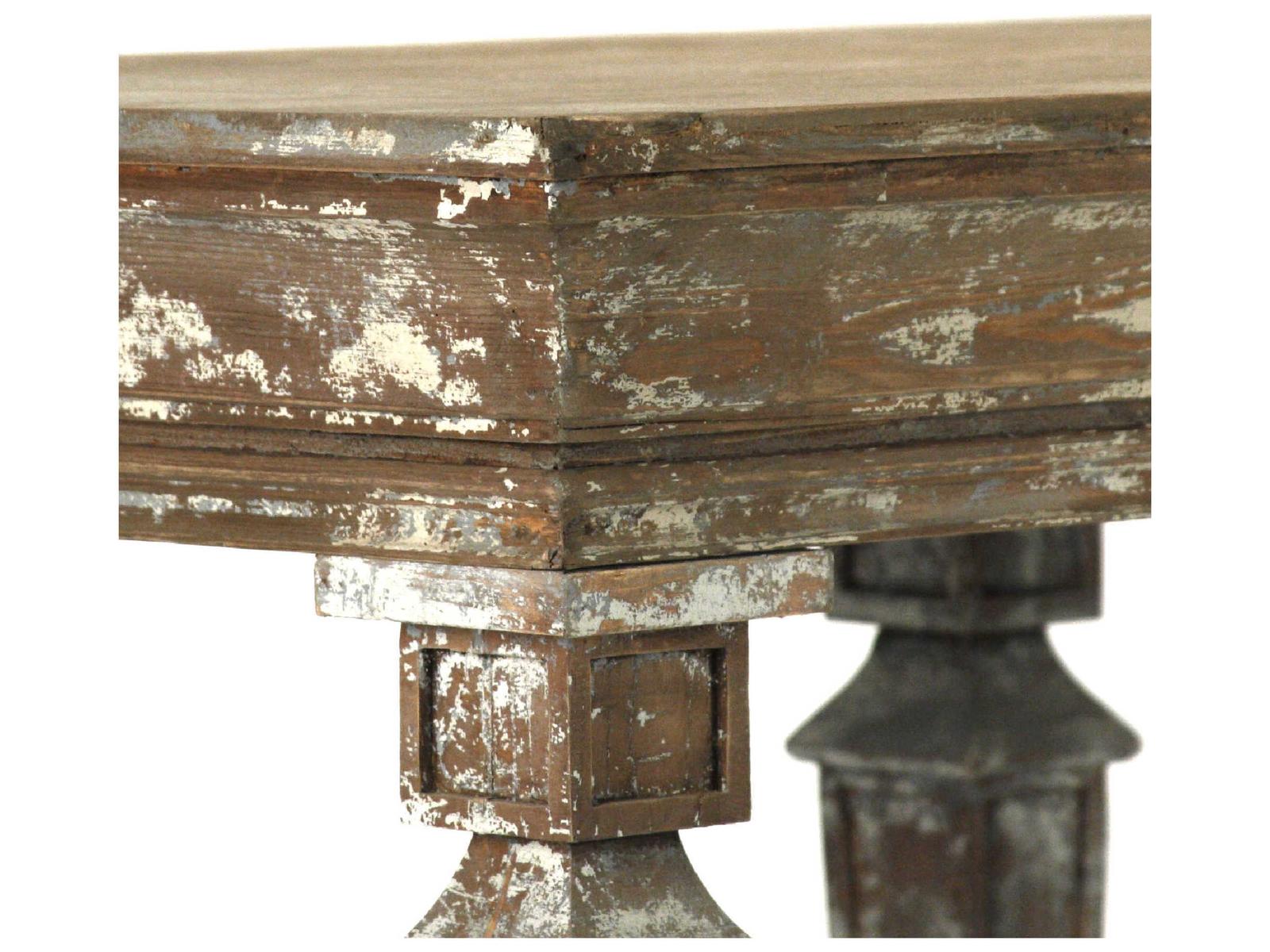 Colin Rectangular Console Table Distressed Umber Brown Pine Birch