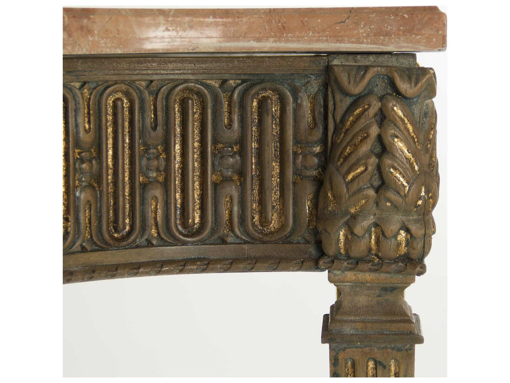 Faron Rectangle Console Table Marble Top Distressed Copper Base