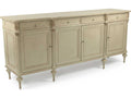Astor 87 Inch Birch Wood Sideboard with Distressed Cream and Gold Leaf Finish