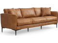Cumo 3-Seat Top Grain Leather Sofa in Tan Brown